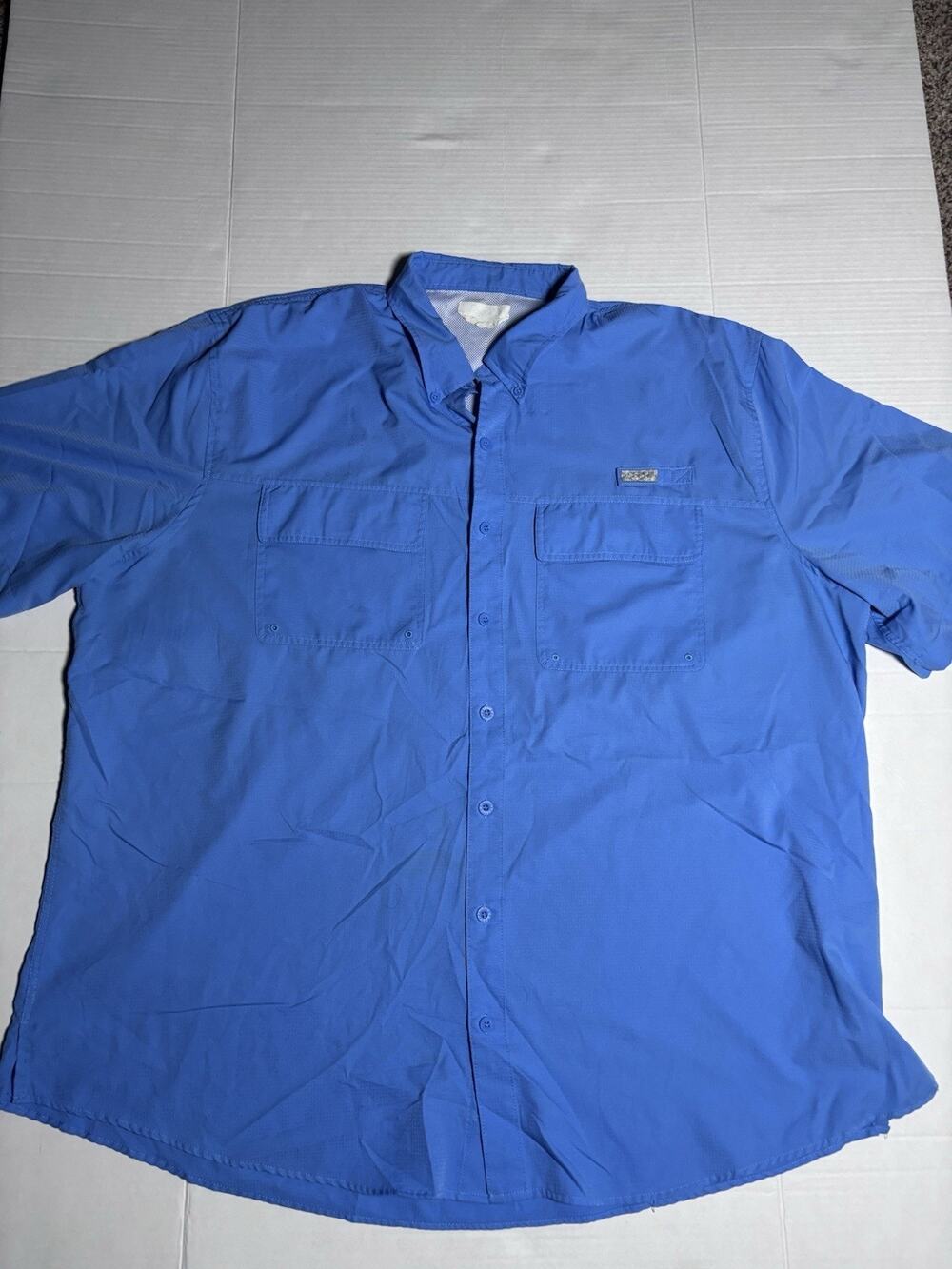 Ocean Coast Men's Big & Tall 3XL Blue Solid Button-Down Short Sleeve Shirt